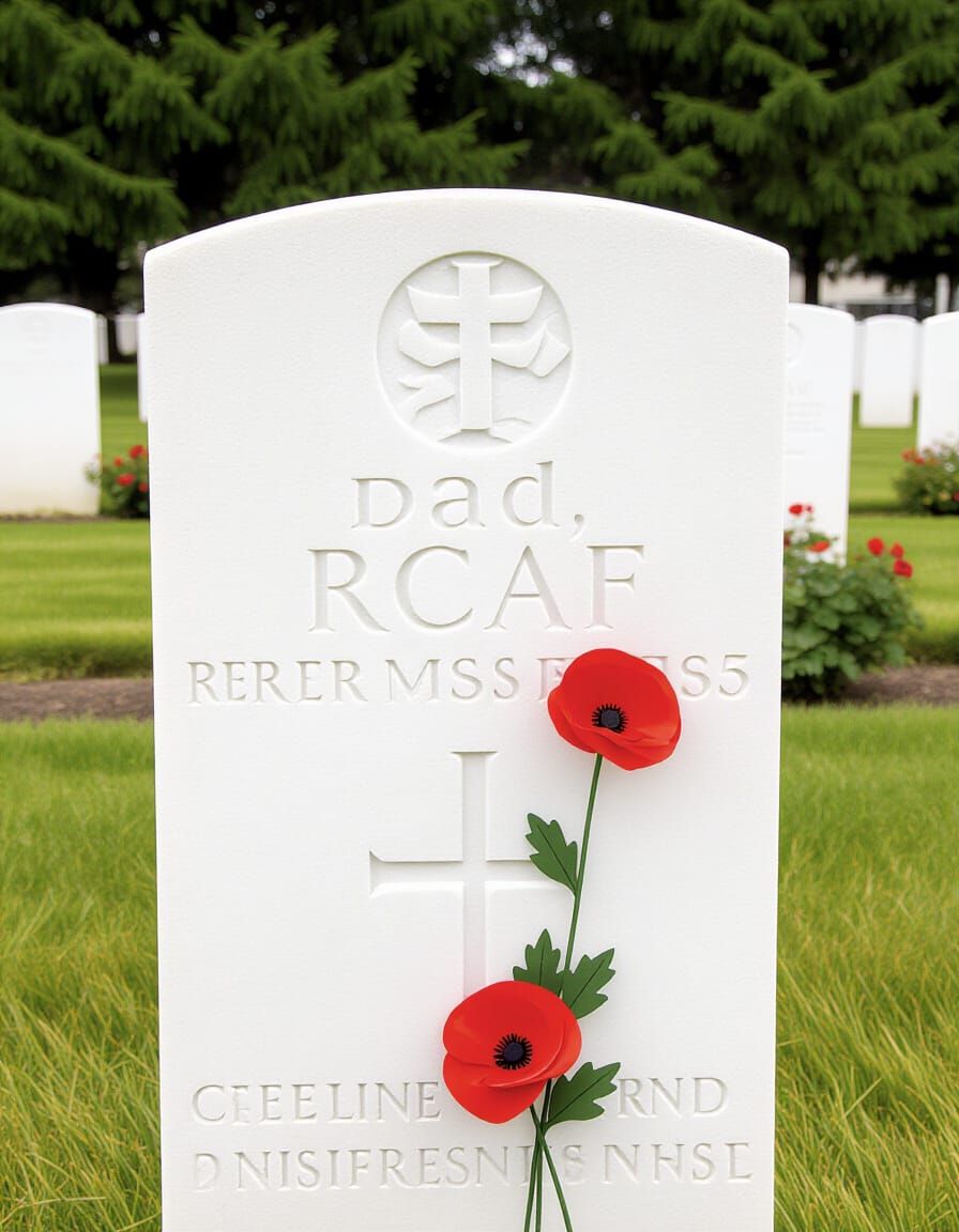 Military Headstone for Dad with Poppy