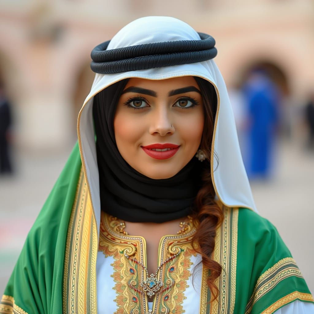 A Woman in Traditional Emirati Attire