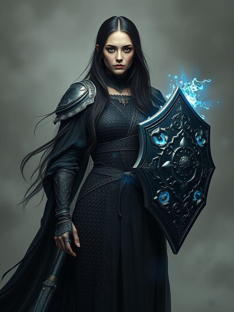 Ethereal Grave Cleric in Dark Magic Chainmail Armor