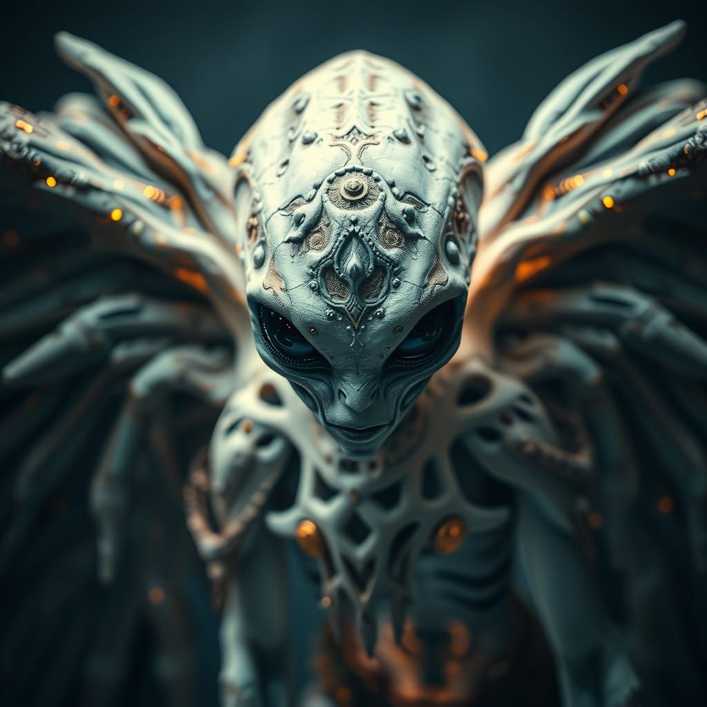 Hyperrealistic Angelic Alien Portrait in Cinematic Style