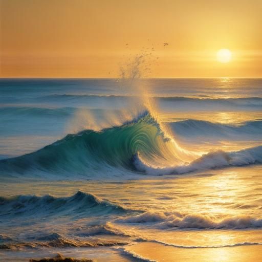 Impressionist Beach Dance in Golden Light