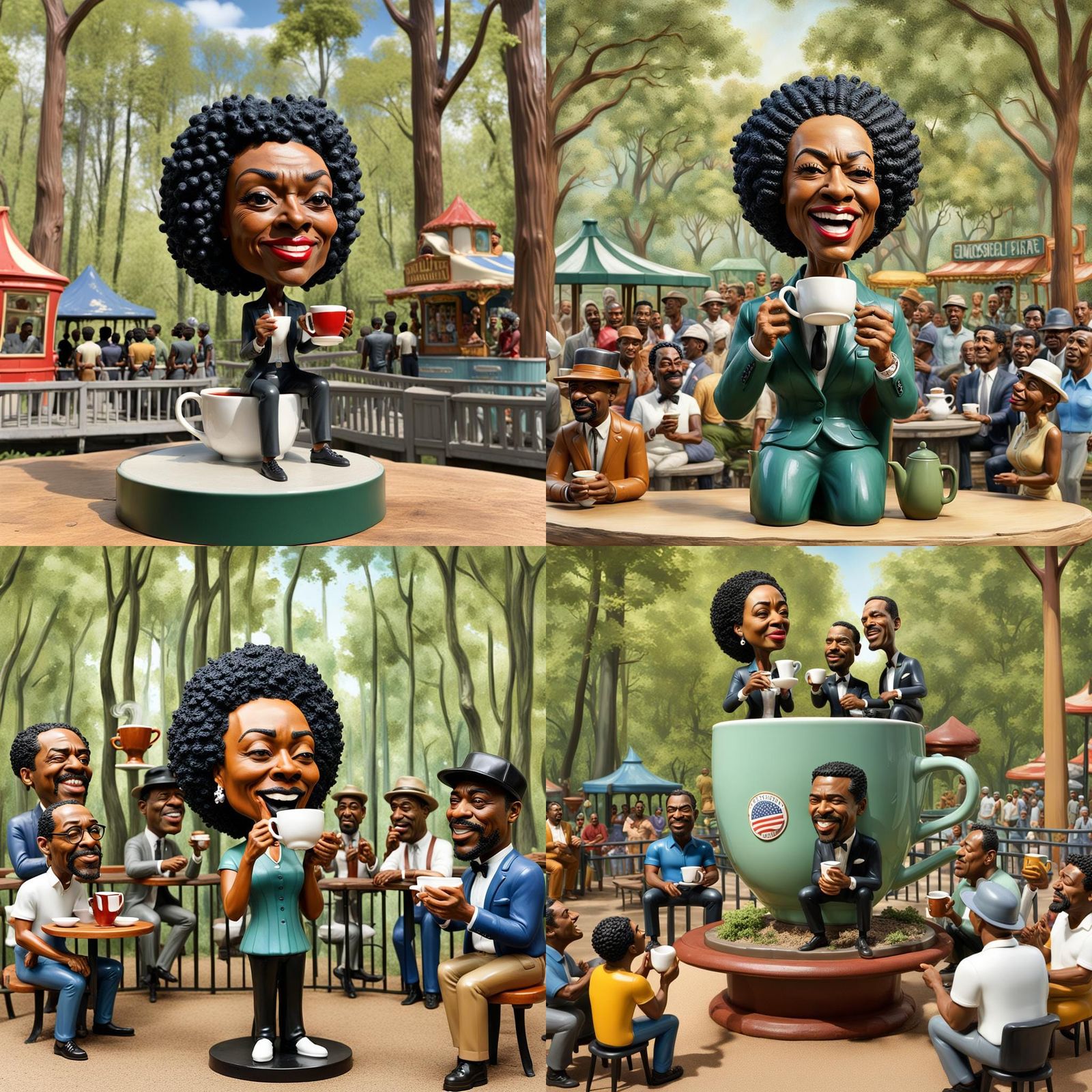 Kat Williams Enjoys Tea in Urban Forest Amusement Park