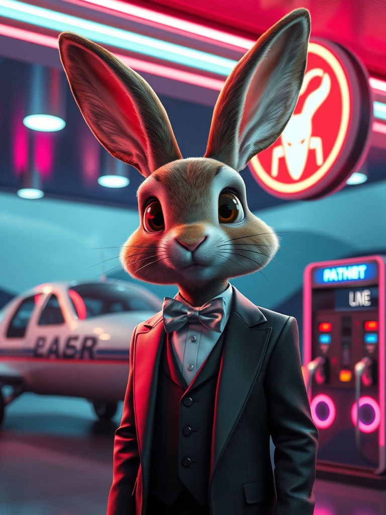 Rabbit at Alien Gas Station in High-Definition 3D