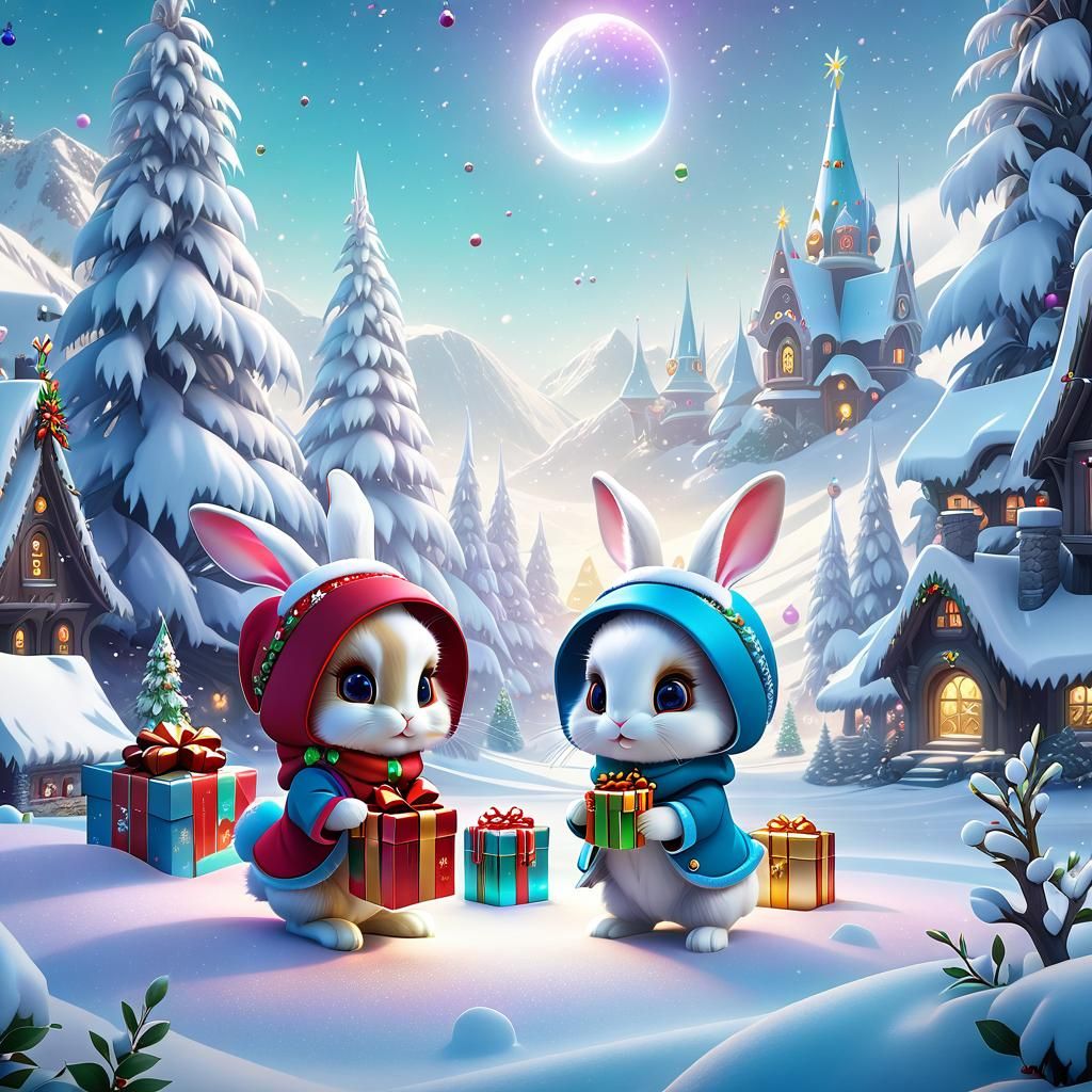 Cute Christmas Bunnies - We Wish You A Chibi Christmas :)