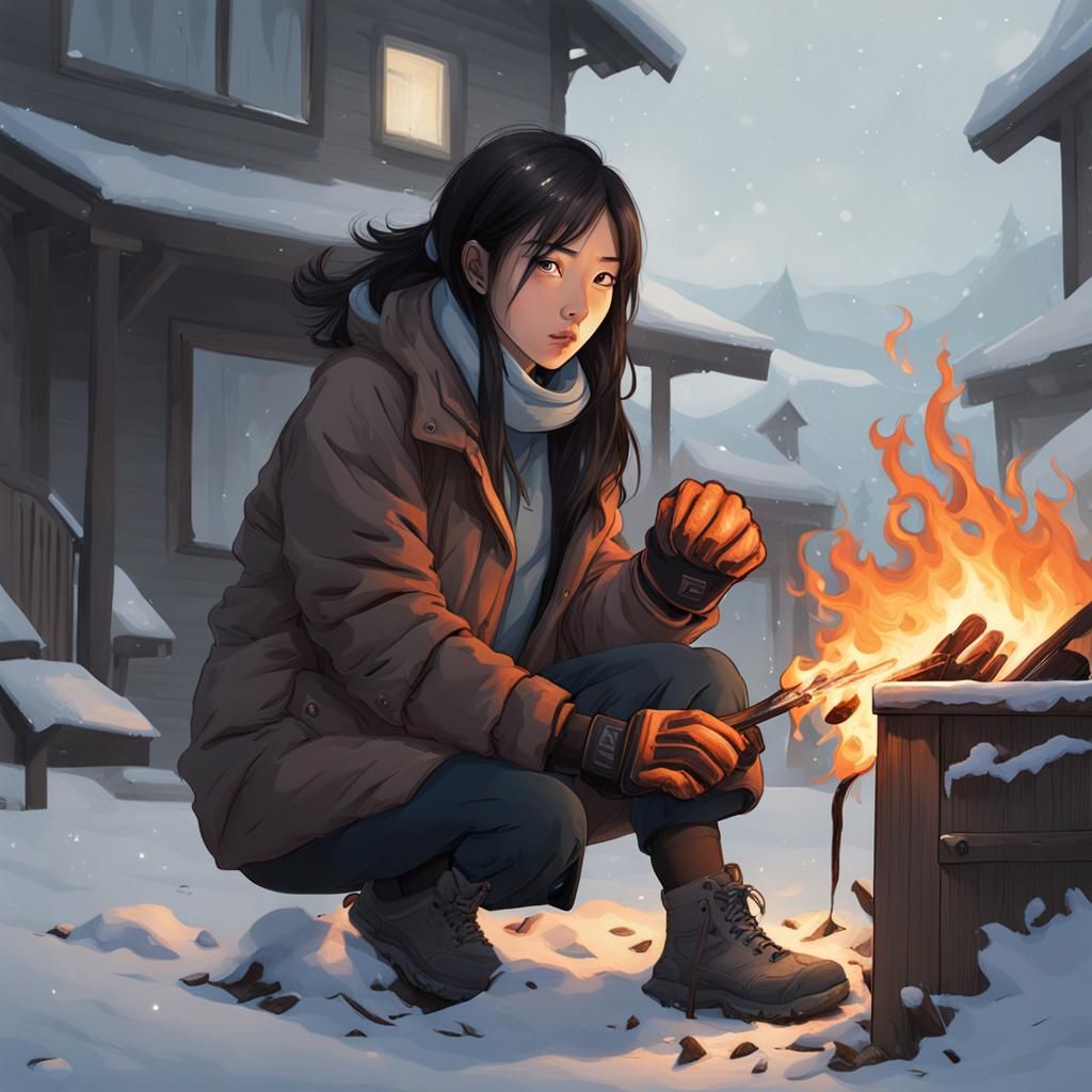 Sinister Snowfield: Teenager's Winter Glove Pyre