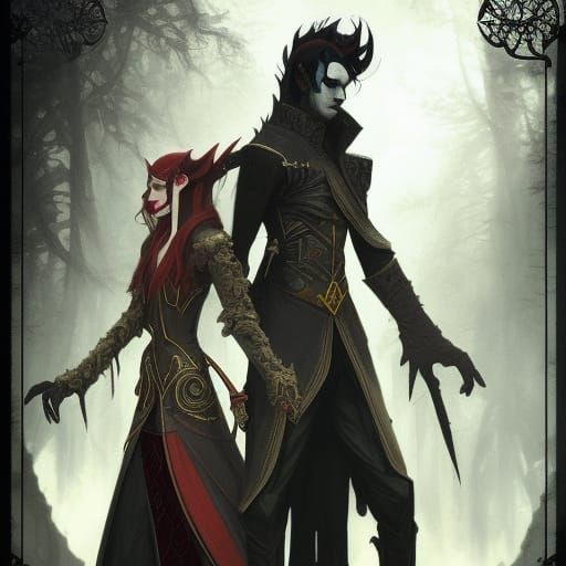 Vampire Prince and Elf Princess in Steampunk Fantasy