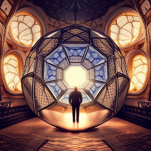 Man in Glass Orb: Hyperdetailed Fantasy Photo