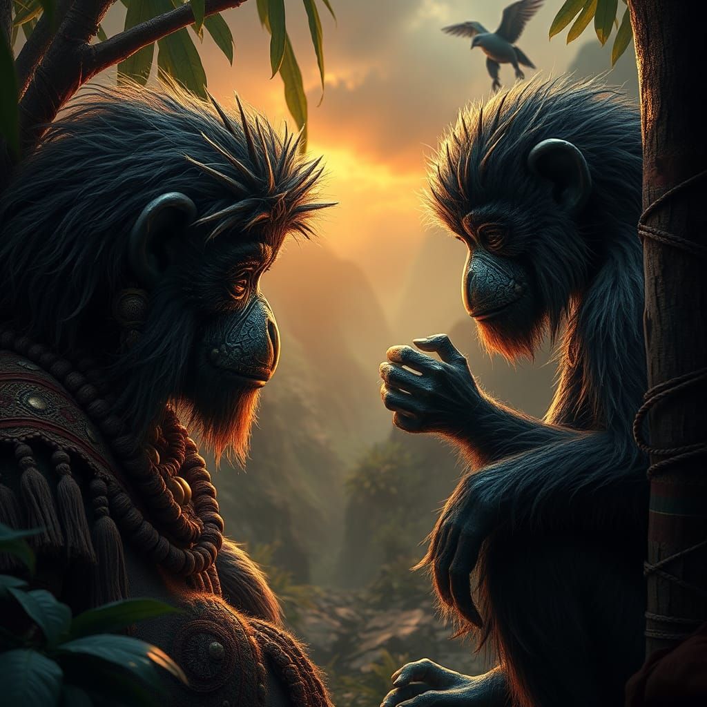 Pipi and Kaka in an Epic Landscape Painting