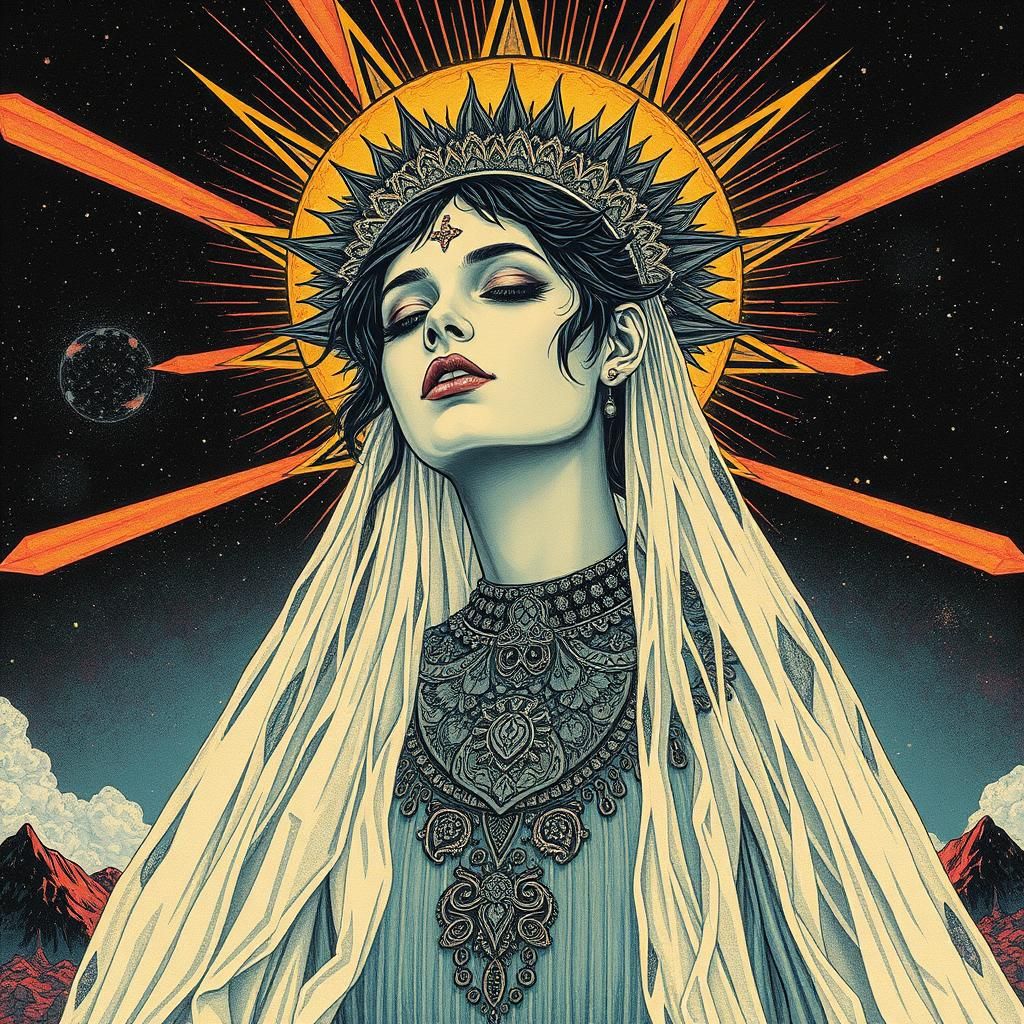 Solar Goth Bride in Post-Apocalyptic Mixed Media