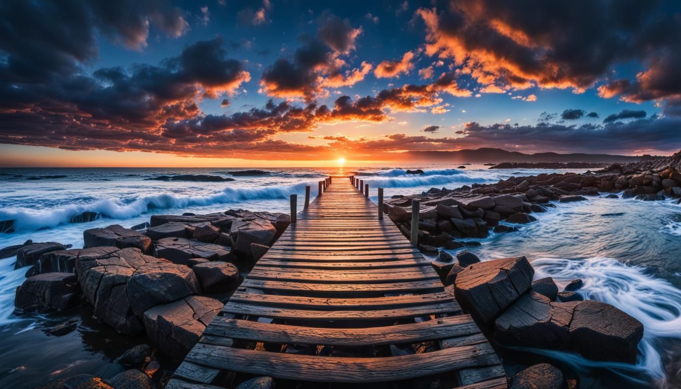 Dramatic Sunset Over Pier: Landscape Photography