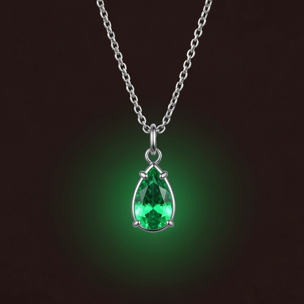 Emerald Gem Necklace Emitting Emotional Glow