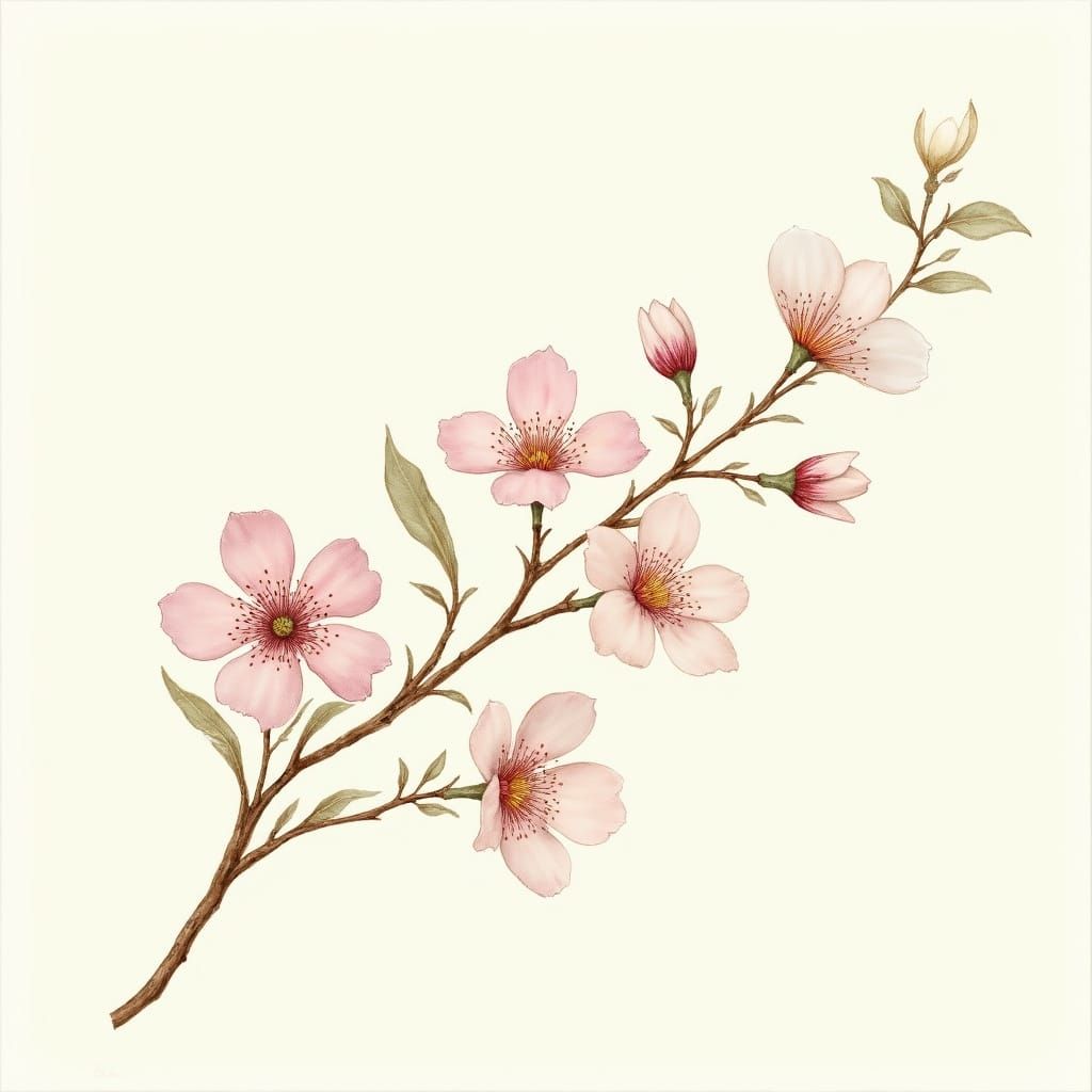 Delicate Watercolor Floral Branch
