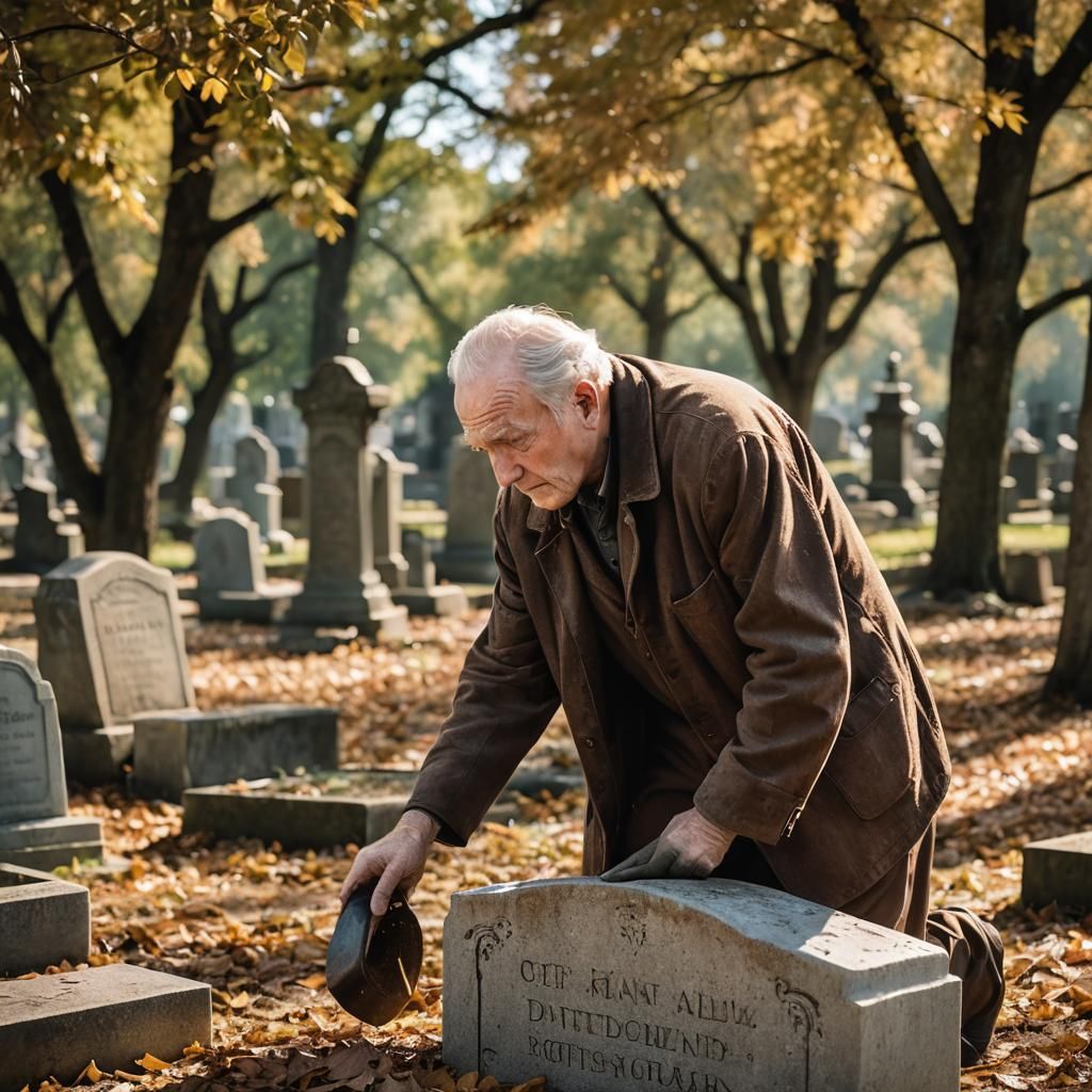Touching Cemetery Portrait in Natural Light