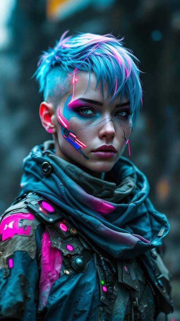 Cyberpunk Character Portrait in Intergalactic Setting