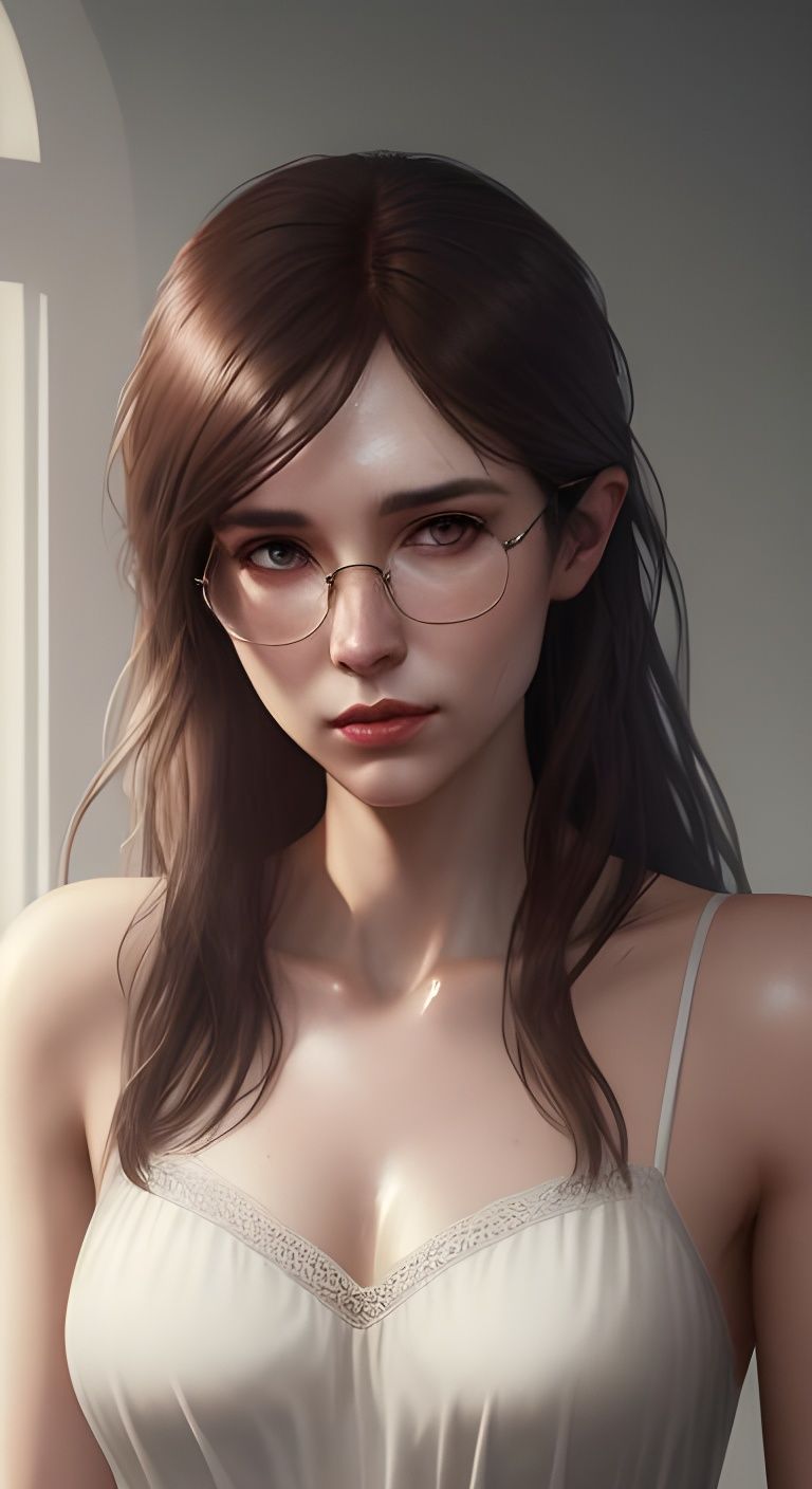 Classical Portrait of Woman in Sheer Nightgown