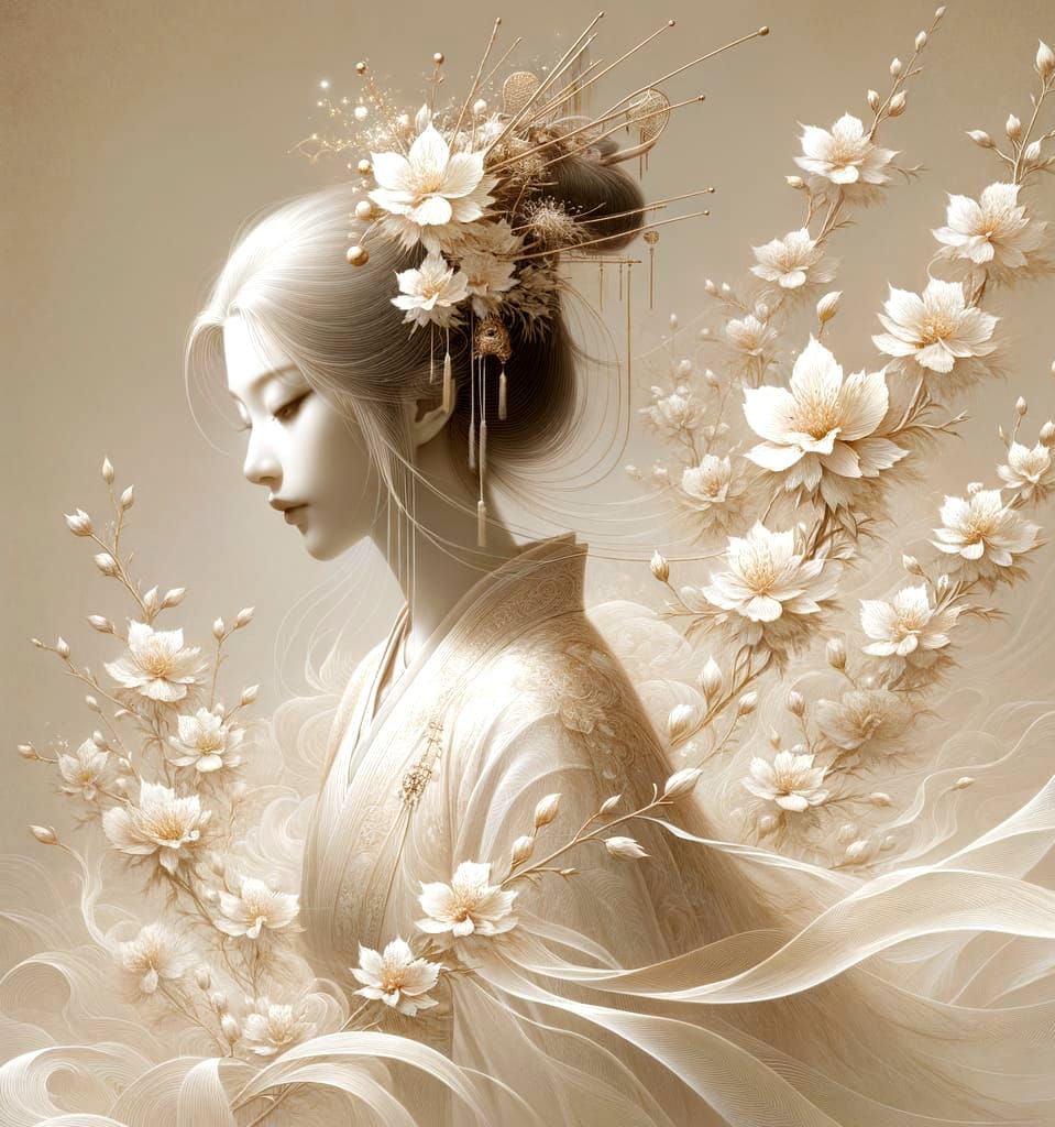 Empress in Psychedelic Fine Art with Ming Dynasty Details