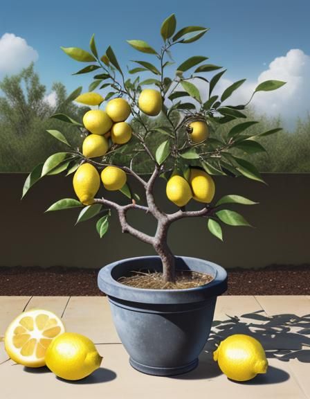 Vibrant Lemon Tree Digital Rendering