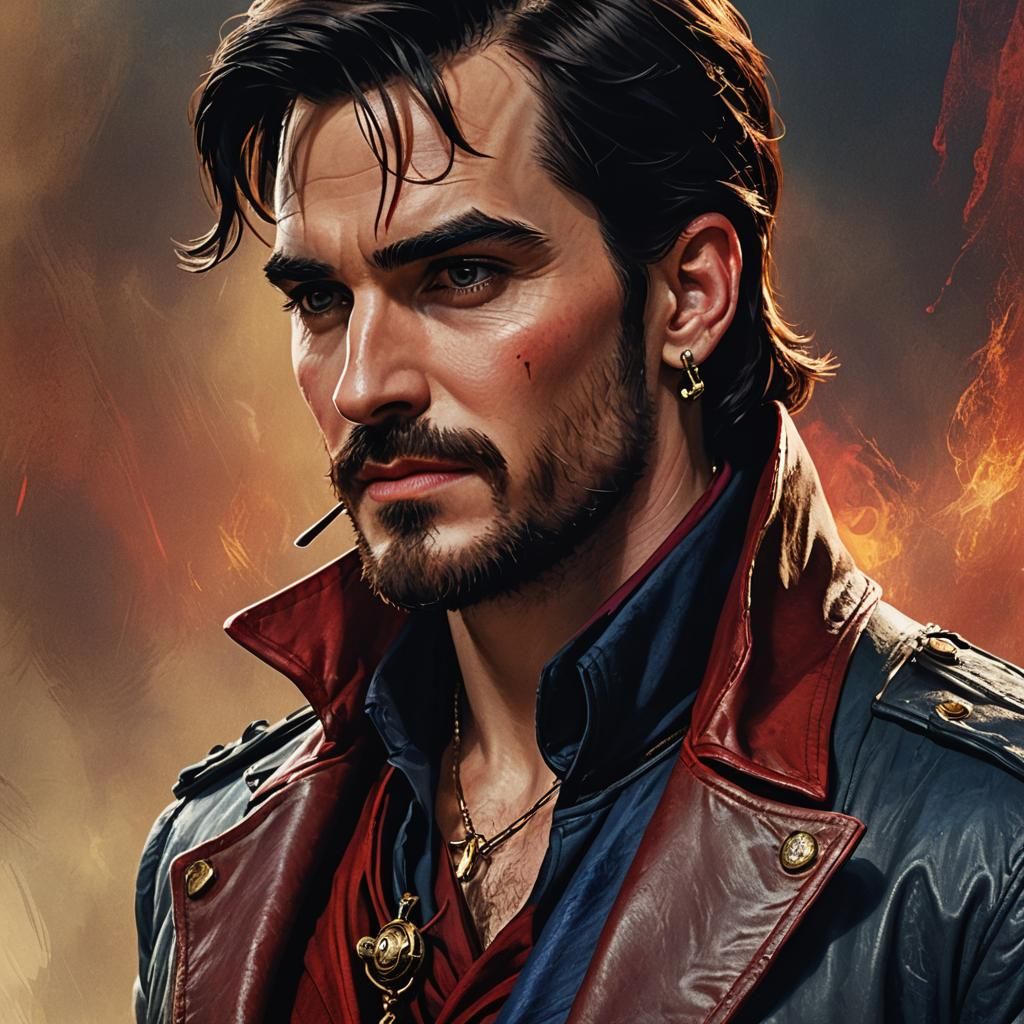Pirate Captain Portrait in Earthy, Fiery Tones