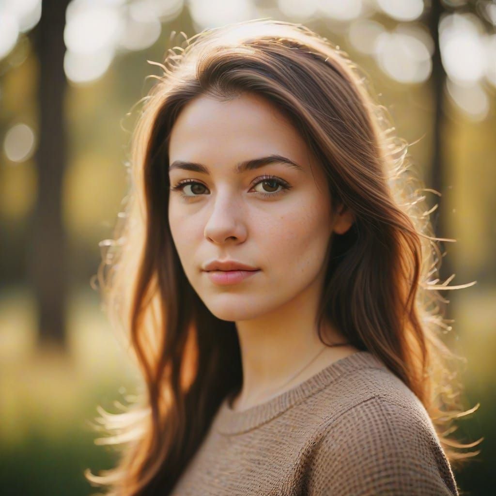 Young Woman Portrait with Vintage Film Vibe