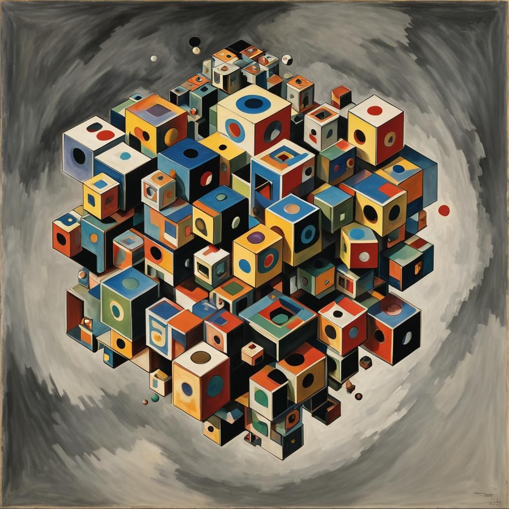 Abstract Cubes in Kandinsky-Escher Style