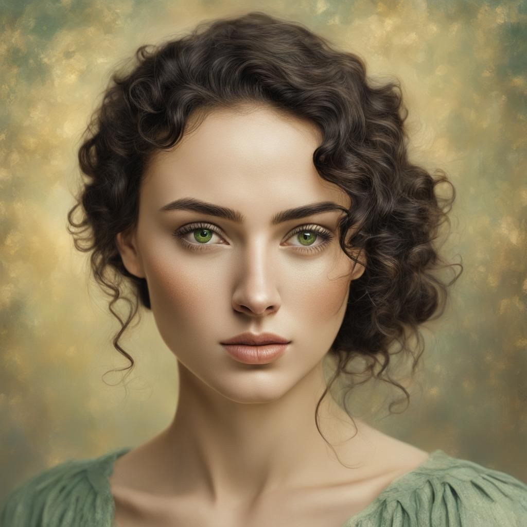 Portrait of a Young Woman with Klimt-Inspired Accents