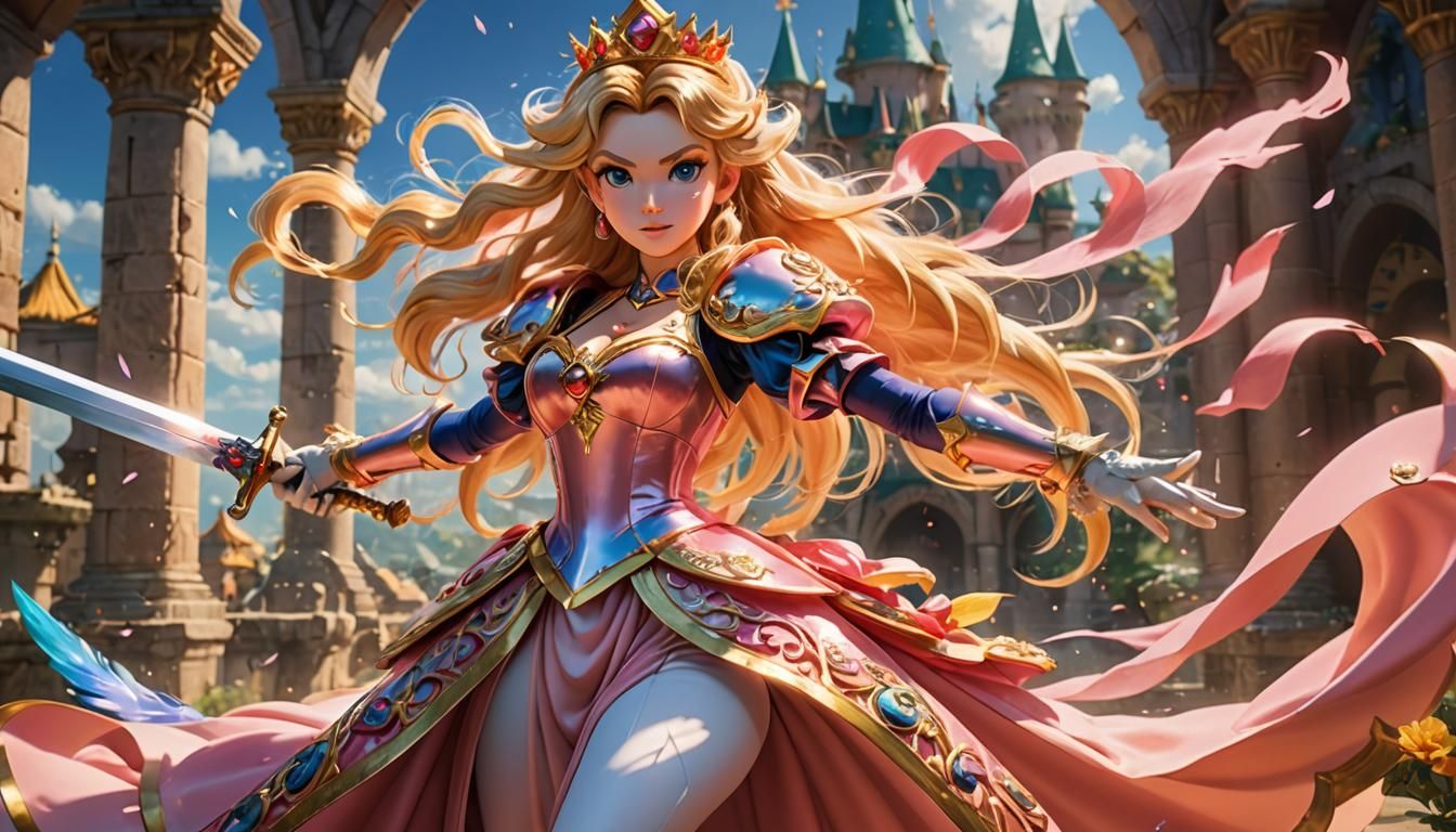 Princess Peach as Genshin Impact Anime Warrior