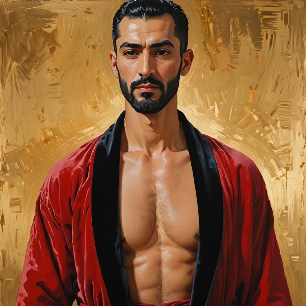 Serene Turkish Gentleman in Velvet Robe
