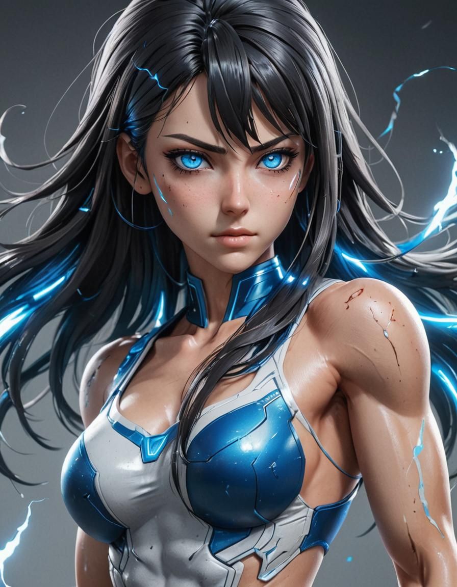 Anime Woman with Dragon Tattoo in 3D Render