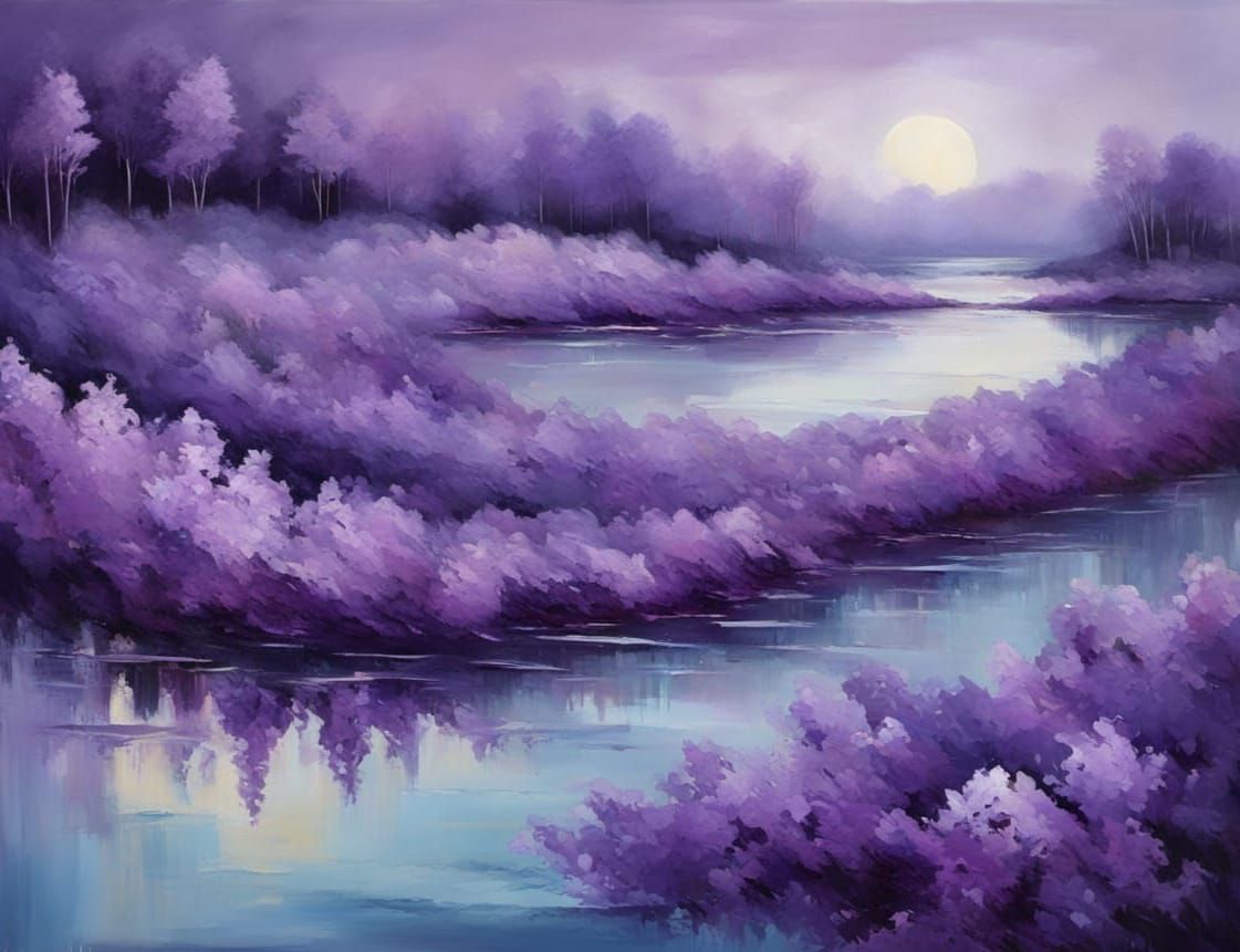 Intense Amethyst Lilac Abstract Painting