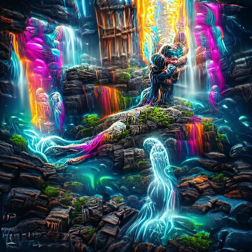 Rainbow Waterfall and Mermaid Castle in Zero Gravity