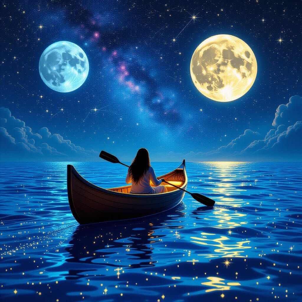 Constellation Canoe on Liquid Starlight Ocean