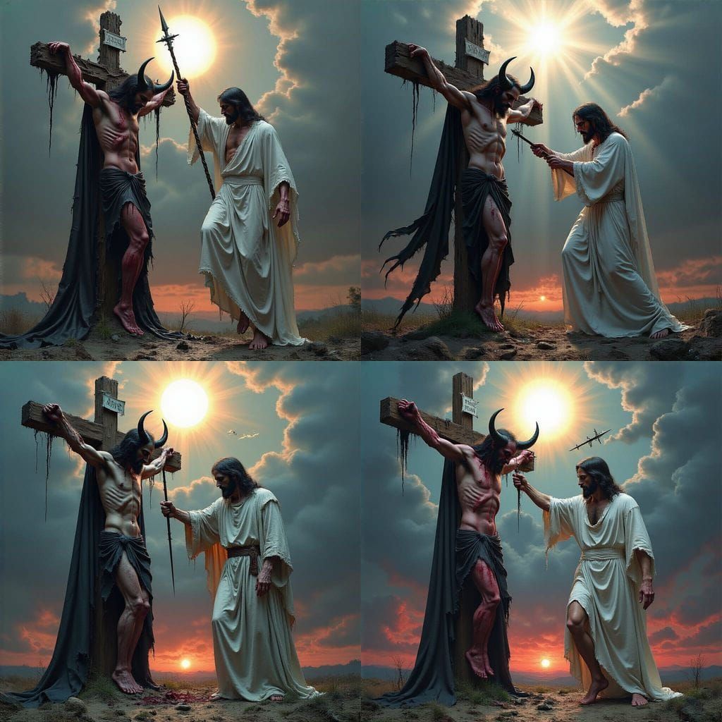 Crucifixion of the Devil: Hyperrealistic Concept Art