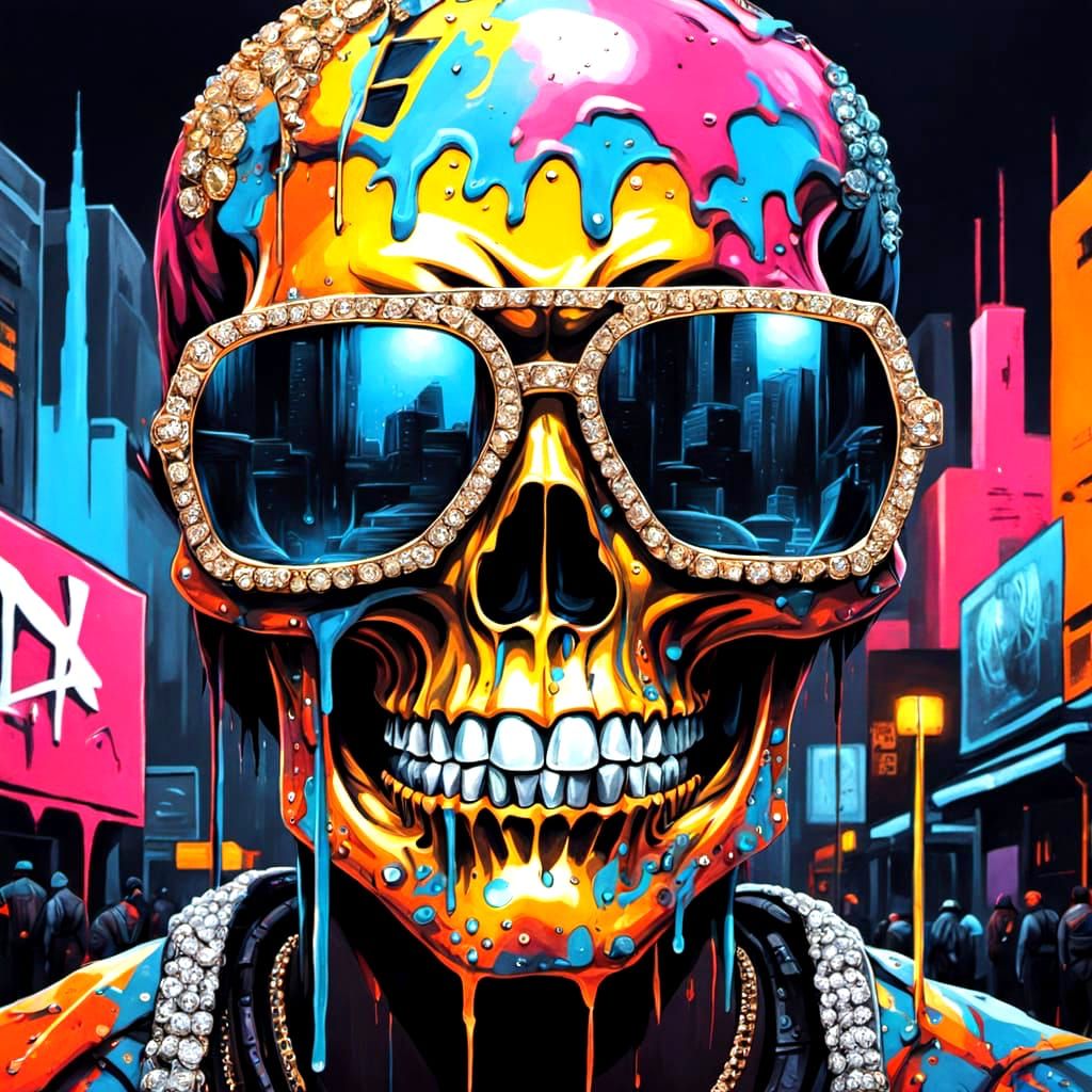 Skull street grillz XL diamonds