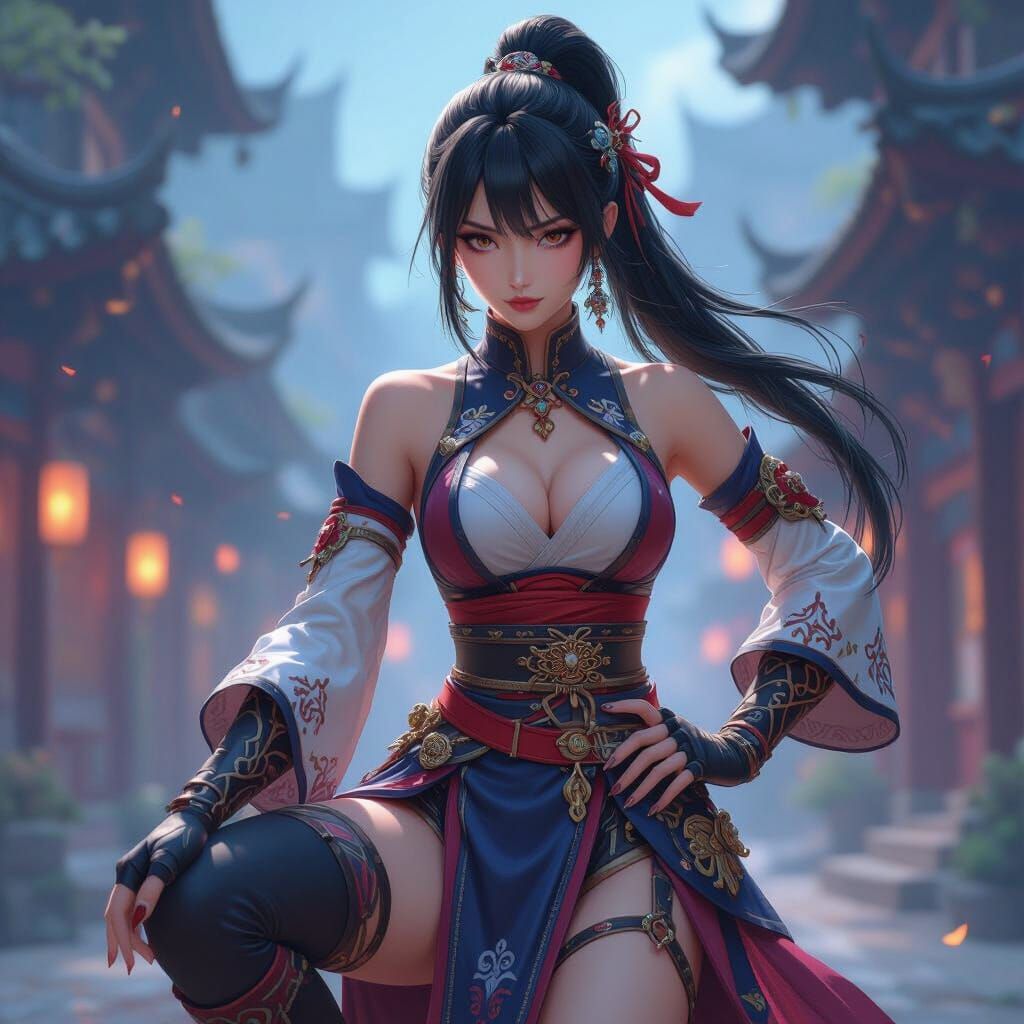 Stunning Woman in Hyper-Realistic 3D Anime Style