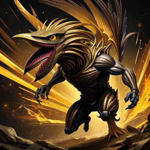 Golden Alien Bird of Prey on the Hunt