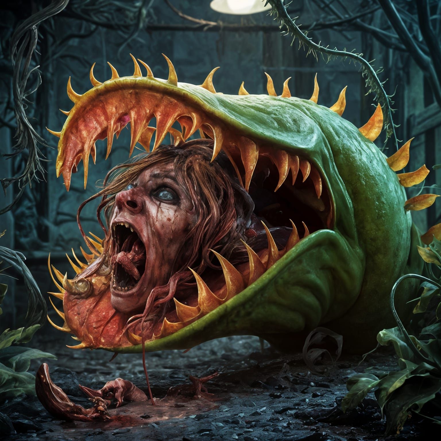 Nightmarish Venus Flytrap Creature in Twisted Nursery