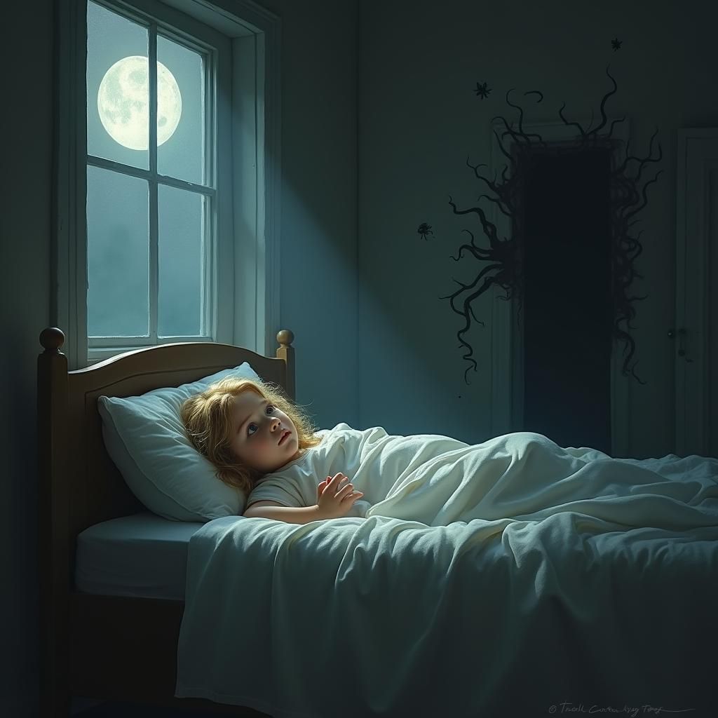 Ethereal Moonlight Illuminates a Gothic Bedroom