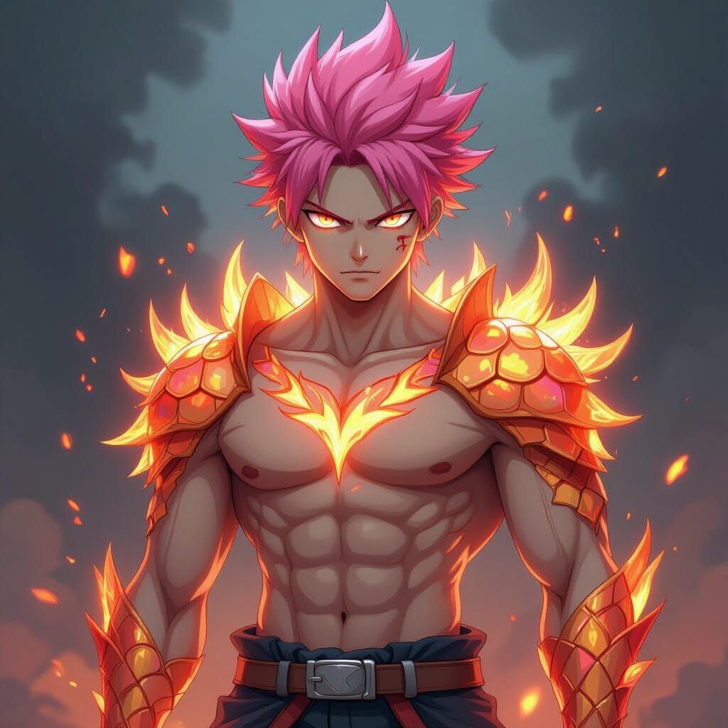 Anime Hero with Fiery Dragon Scales