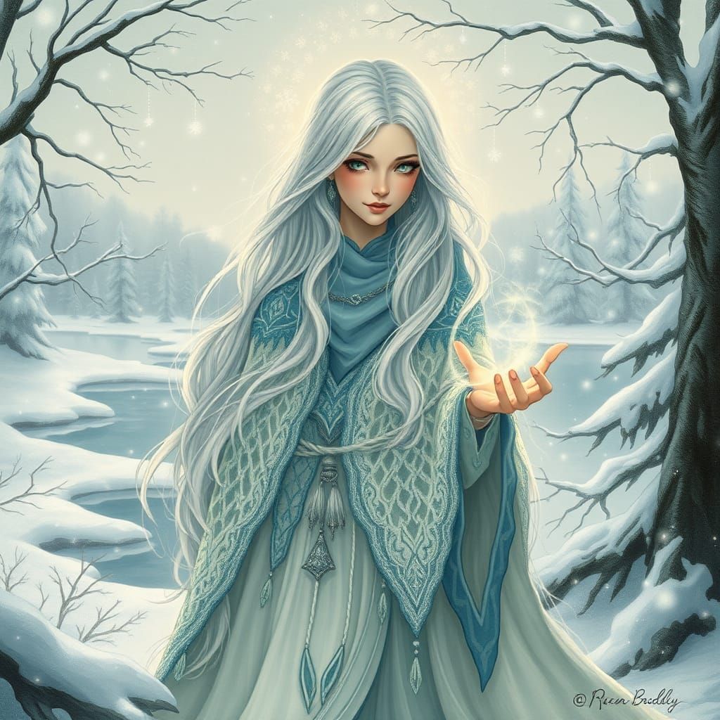 Mysterious Woman in Winter Wonderland
