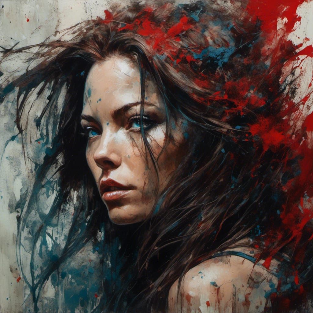 Macabre Woman Portrait in Figurative Style