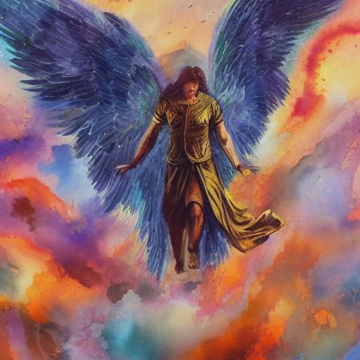 Archangel in Gouache and Watercolor Style