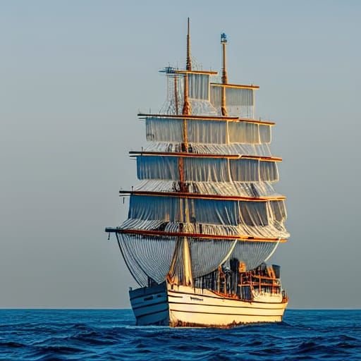 Ghost Ship Sailing Across the Ocean