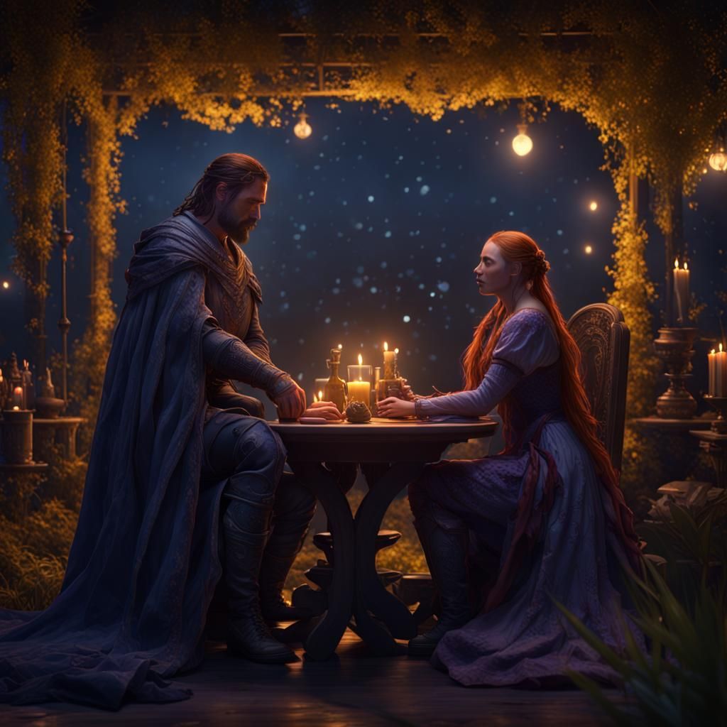 Sansa and Sandor Stargazing in Detailed Dark Fantasy