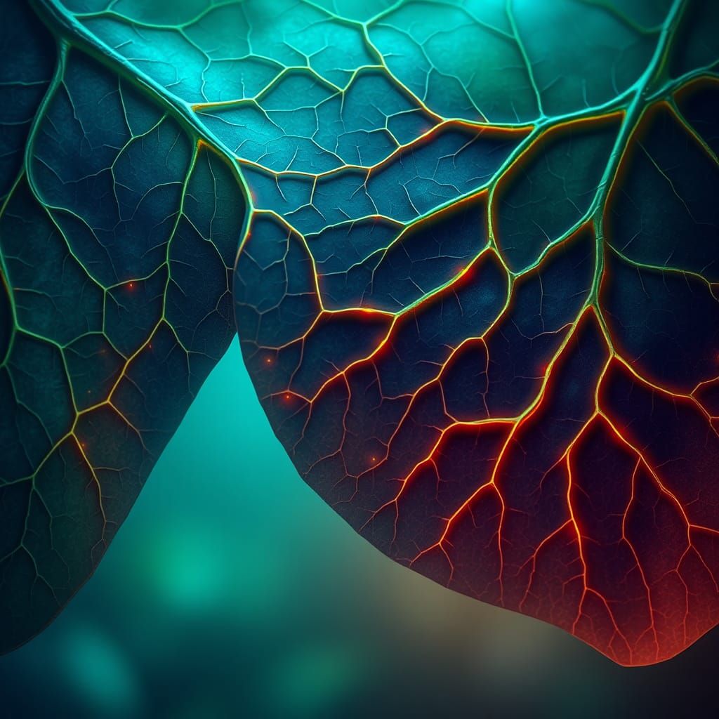 Mystical Leaf Veins with Ethereal Glow