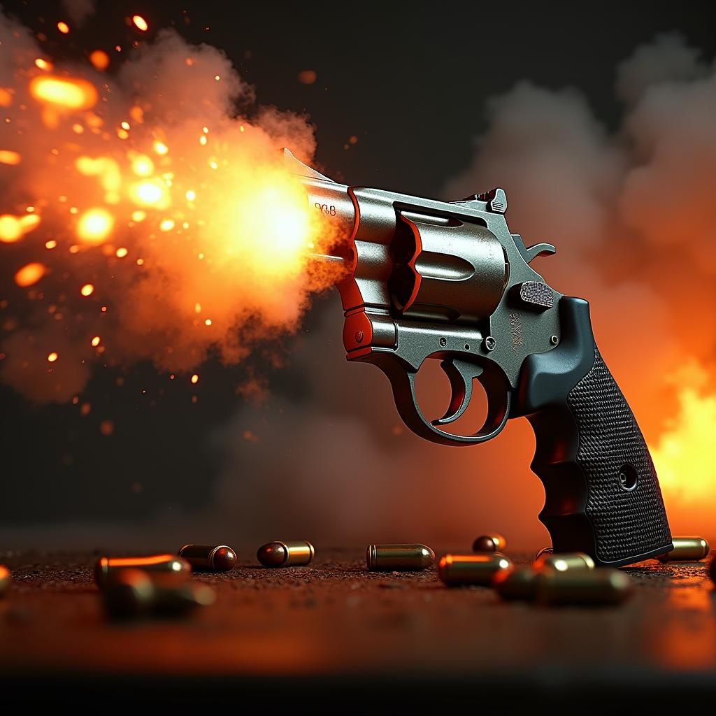 Magnum 365 with Explosive Bullets in Tattoo Art Style