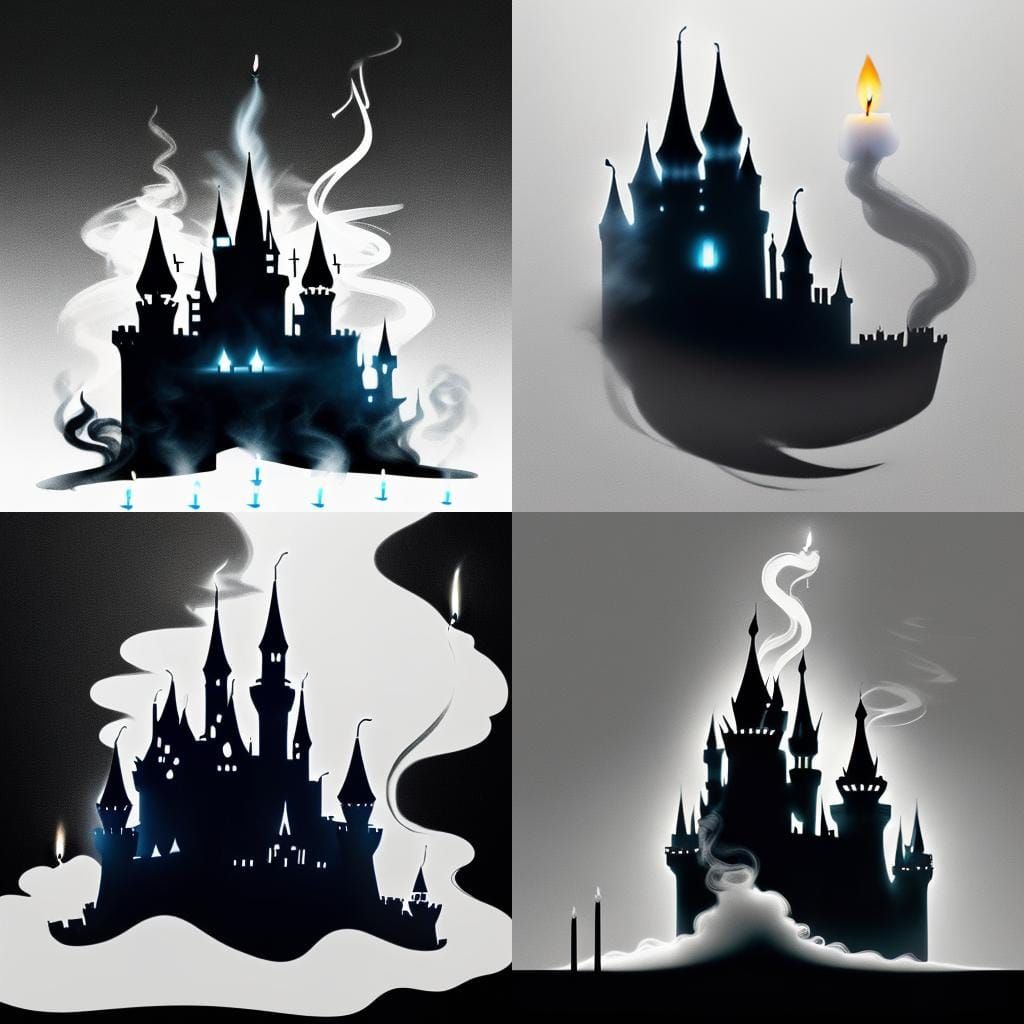 Fantasy Castle Silhouette Formed by Candle Smoke
