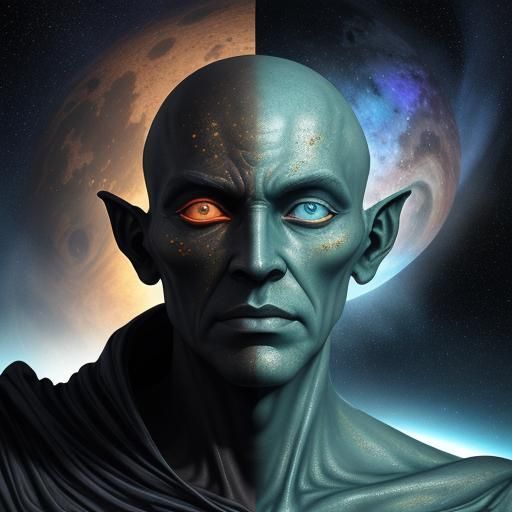 Surreal Alien Portrait with Celestial Features