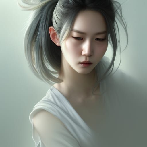 Detailed Portrait of Japanese Woman in Digital Art Style