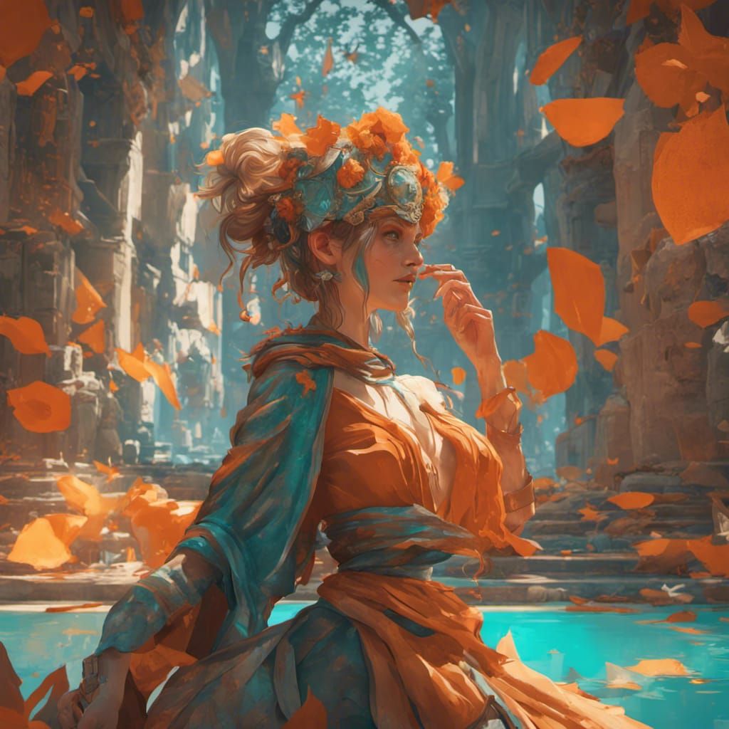 Dynamic Quiet Scene in Art Nouveau Style