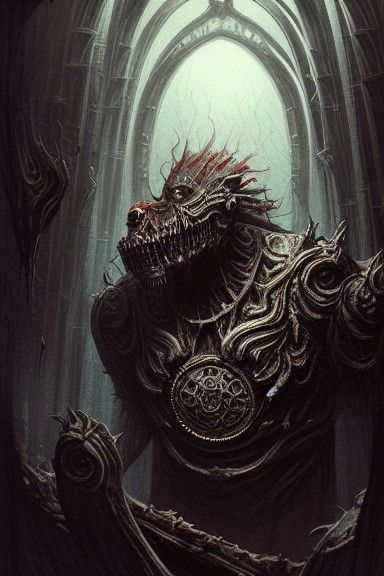 Macabre Horror Portrait of Hecatoncheires in Hyperrealism St...